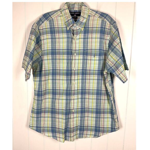 Ralph Lauren Sport Men's Pastel Short Sleeve Button Down 100% Cotton Shirt Large - Picture 1 of 6